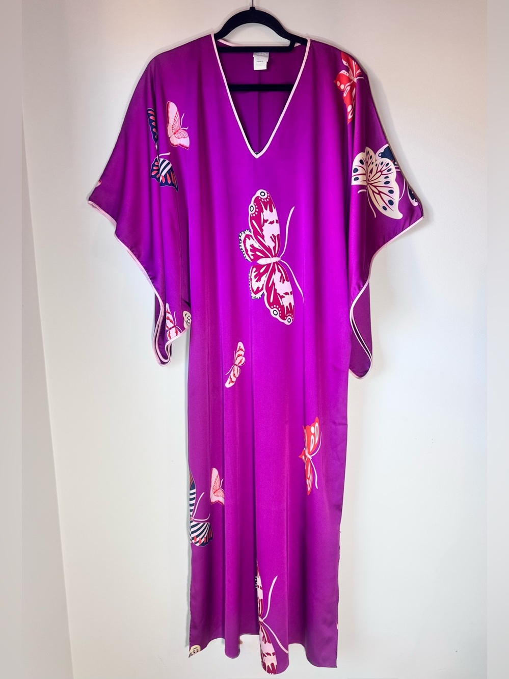 Natori Butterfly Purple Magenta Kaftan Beach coverup Dress